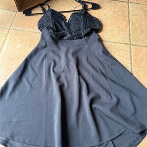 Almost Famous Black Lace Bust Flared Skater Dress